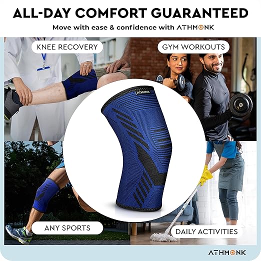 Athmonk 3D Knit Compression Knee Caps For Women & Men